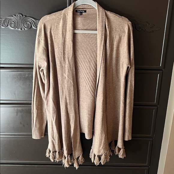Pink Clover Sweaters - Beige cardigan  Sweater with Fringe
